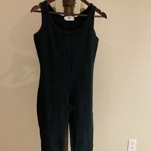Vtg PORTS TRADEMARK DESIGNS Black Stretchy Onesie Sleeveless Jumpsuit Medium
